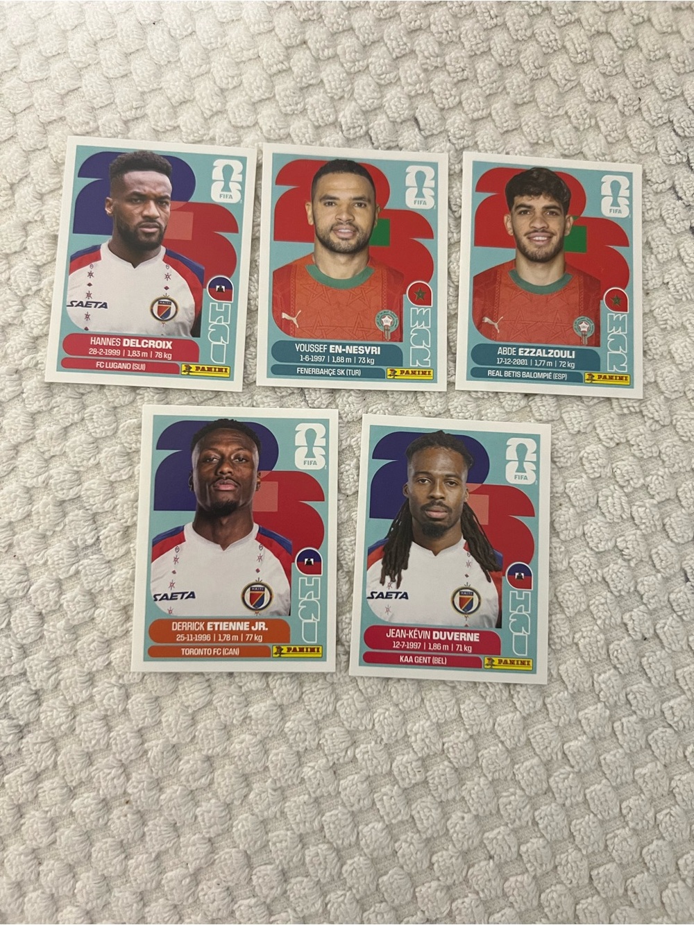 Lot of 5 Panini FIFA World Cup Player  Sticker